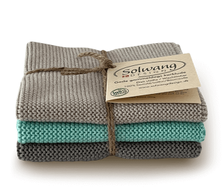 Wischtücher-Set-3-teilig «Grau/Aqua» von Solwang